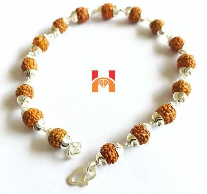 5 Face Rudraksha Bracelet In Silver (small beads) - Image 3