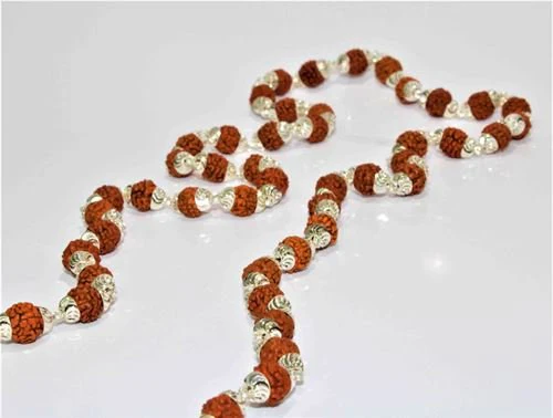 5 Mukhi Rudraksha Silver Chain (54+1 beads) - Image 3
