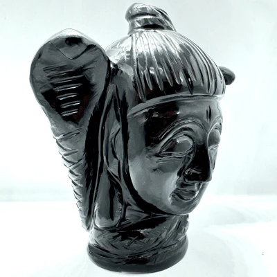 Black Agate Stone Shiva Head - 428 Grams - Image 2