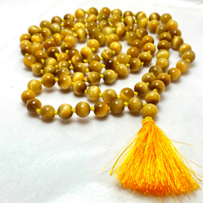 Catseye (Lehsuniya) Stone Mala (108 + 1 Beads) - Image 2