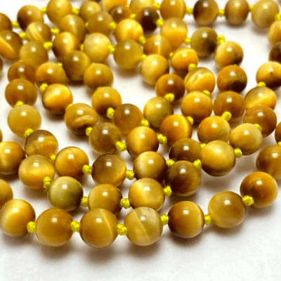 Catseye (Lehsuniya) Stone Mala (108 + 1 Beads) - Image 3