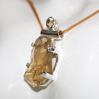 Citrine Rough Silver Pendant - Image 3