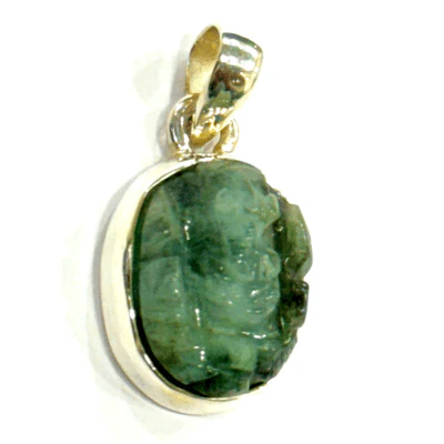 Emerald Ganesh Silver Pendant - Image 2