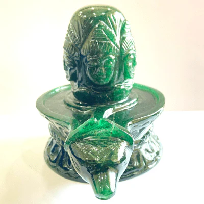 Green Jade Stone Panchmukhi Shivling - (1.218 kg) - Image 3