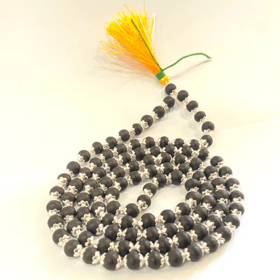 Karungali Mala in Silver (ebony wood | 108+1 Beads) - Image 3