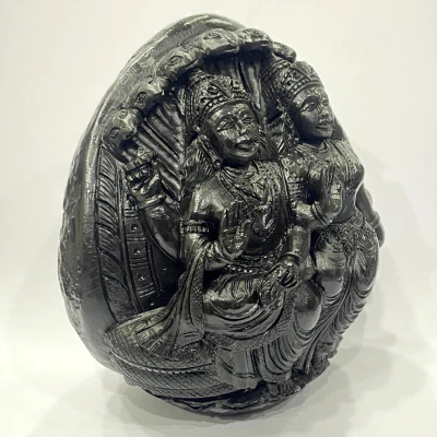 Lakshmi Vishnu Carved Shaligram - 932 Grams - Image 3