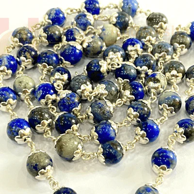 Lapis Lazuli Mala In Silver - Image 3