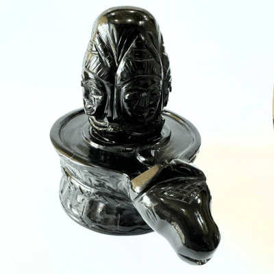 Natural Black Agate Panchmukhi Shivling (1.425 Kg) - Image 3