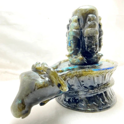 Natural Labrodorite Stone Shivling (3.5 kg) - Image 2