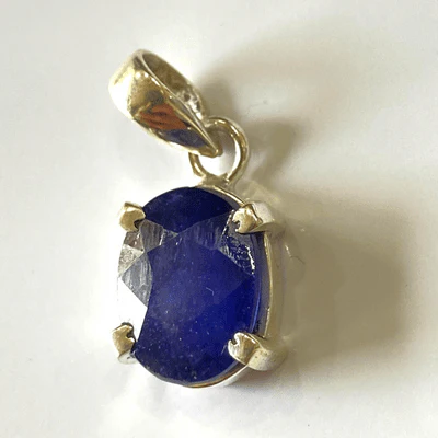 Blue Sapphire Silver Pendant - Image 3