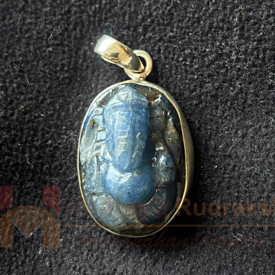 Bue Sapphire Ganesh Silver Pendant - Image 3
