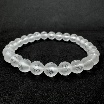 Om Carved Sphatik(quartz) Bracelet - Image 2