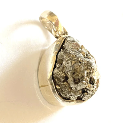 Pyrite Stone Silver Pendant - Image 3