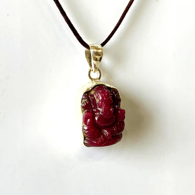 Ruby Ganesh Silver Pendant - Image 2