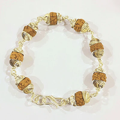 5 Face Rudraksh Bracelet In Silver (big beads) - Image 3