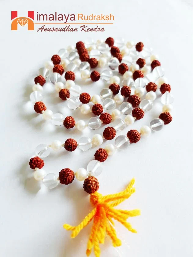 Natural Rudraksha Sphatik Pearl Mala - Image 3