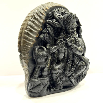 Shree Krishna Carved Shaligram - 675 Grams - Image 2
