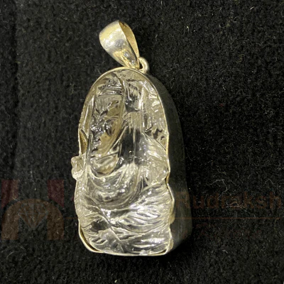Sphatik Ganesha Pendant In Silver - Image 3