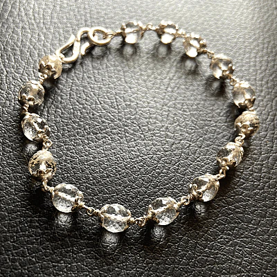 Sphatik(quartz) Bracelet In Silver - diamond cutting - Image 3