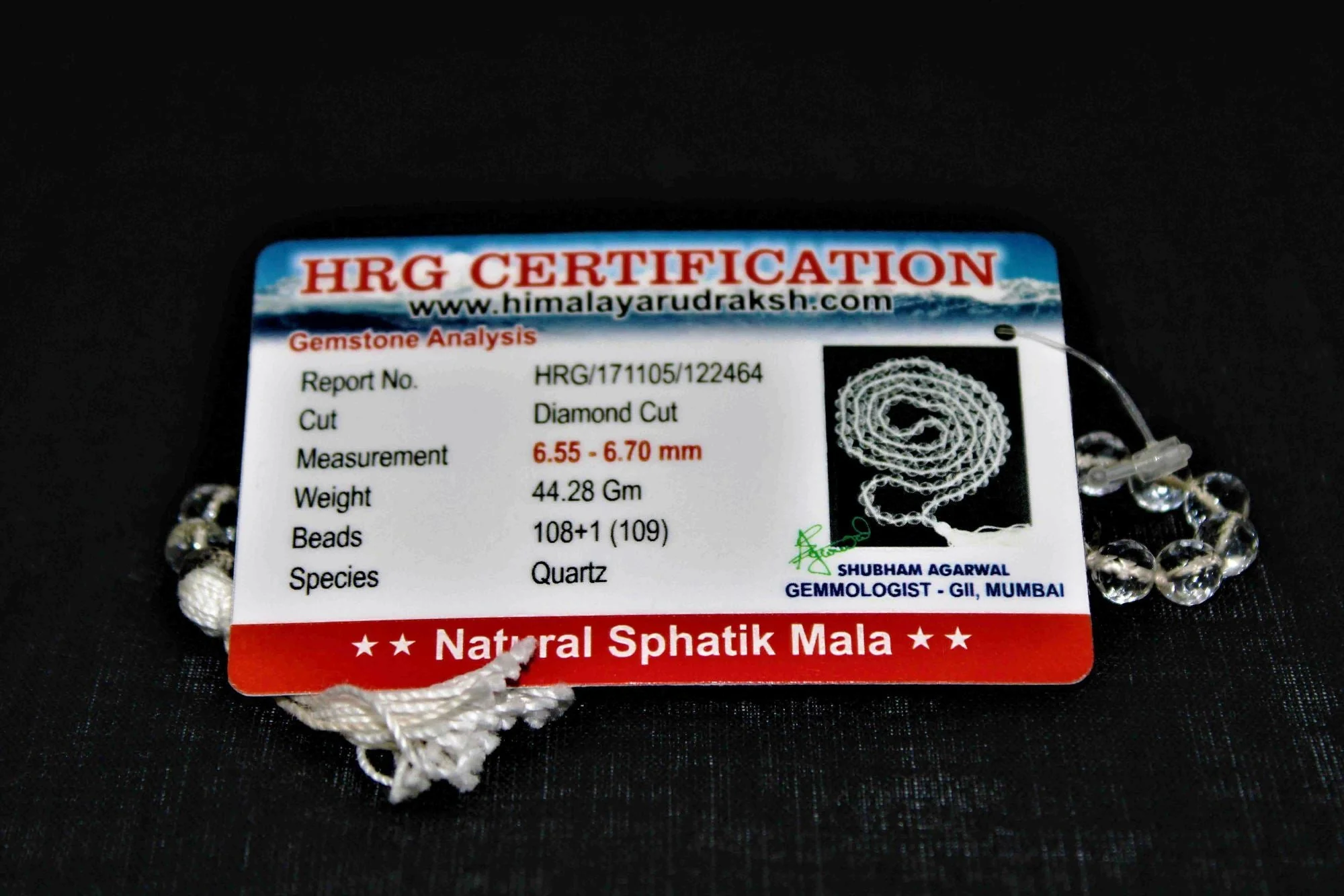 Sphatik(quartz) Mala - diamond cut - Image 5
