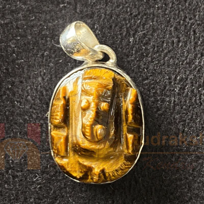 Tiger stone Ganesh Silver Pendant - Image 3