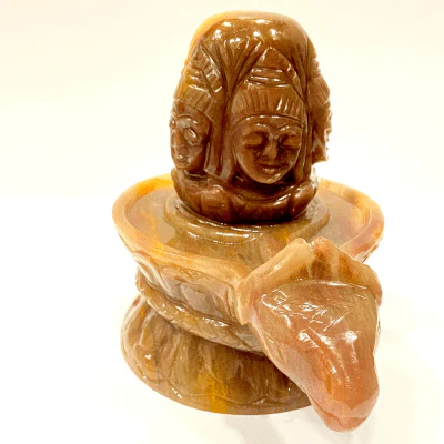 Yellow Jade Stone Panchmukhi Shivling - (1.228 Kg) - Image 3